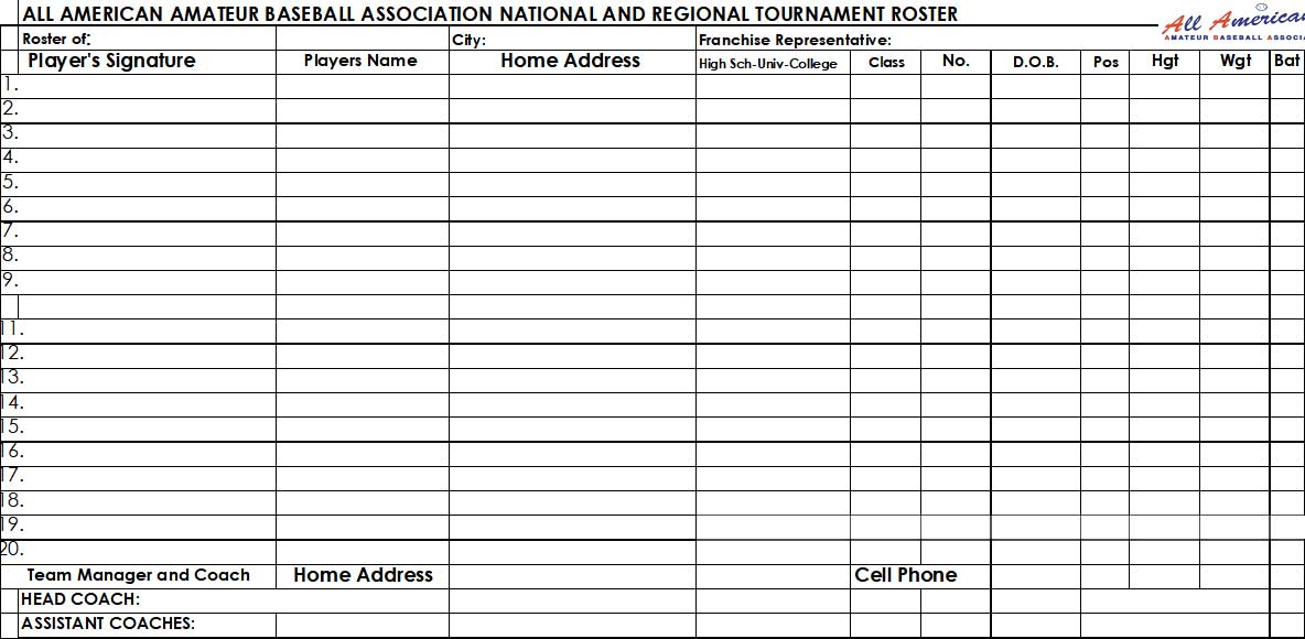 AAABA Tournament Roster